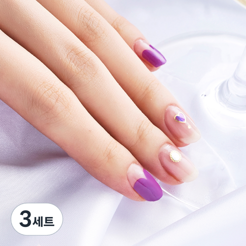 넬로 팔레트 젤 네일 스티커, 러블리바이올렛, 3세트