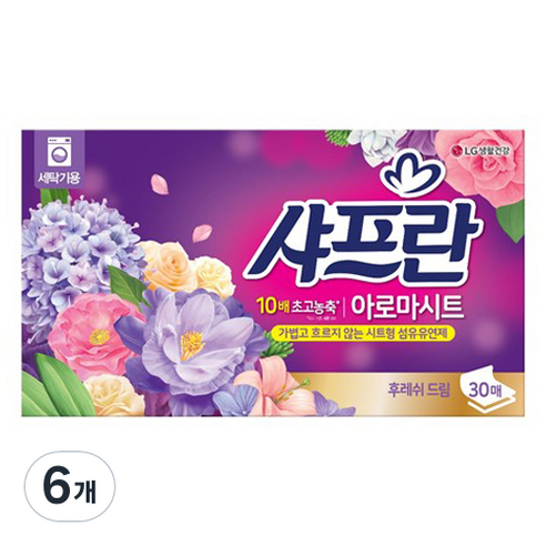 샤프란 아로마시트 시트형 섬유유연제 후레쉬 드림, 6개, 30매