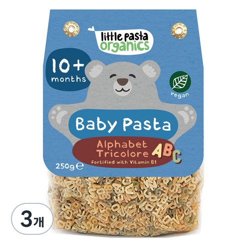 리틀파스타오가닉스 유기농 파스타 알파벳, 250g, 3개