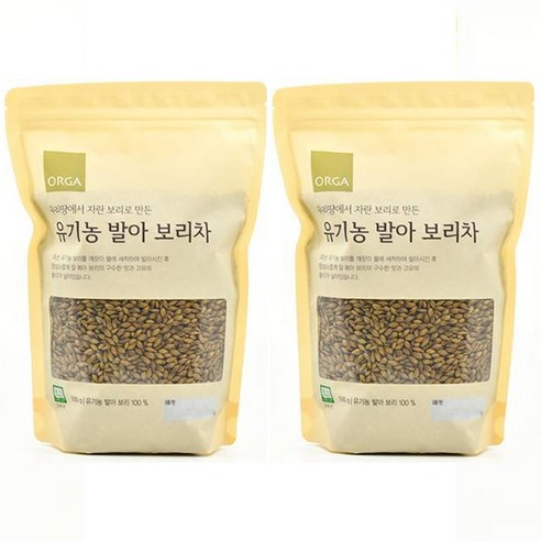 베베쿡 보리차 추천  올가홀푸드 우리땅에서 자란 보리로 만든 유기농 발아 보리차, 500g, 1개입, 2개