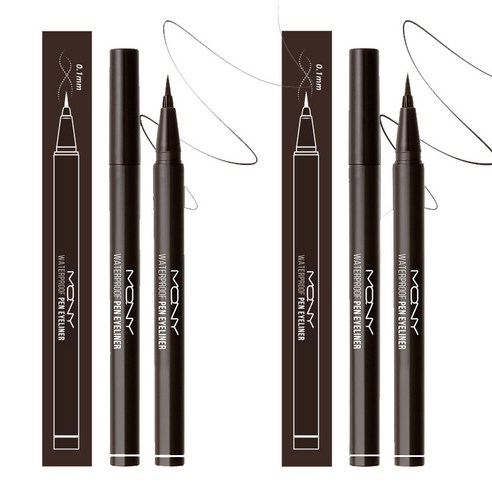 맥퀸뉴욕 워터프루프 펜아이라이너 0.6g, 브라운 블랙, 2개