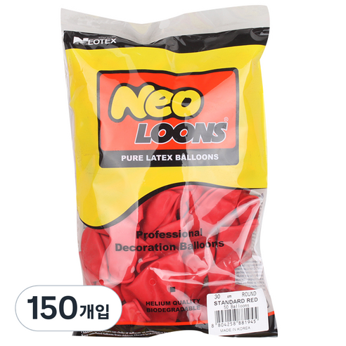 네오텍스 30cm 라운드풍선, 스탠다드 레드, 150개