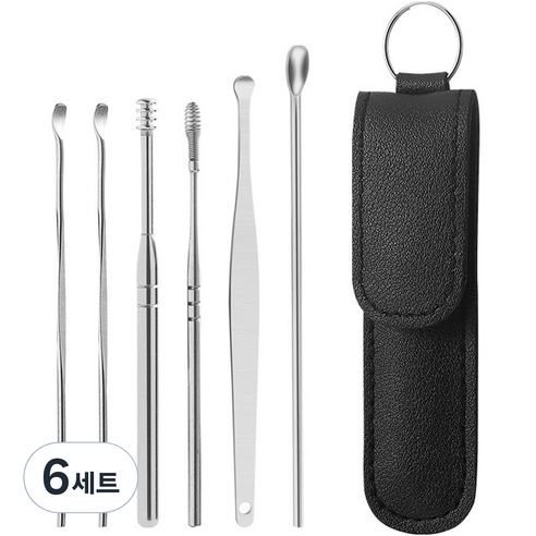휴대용 귀이개 세트 블랙, 6세트