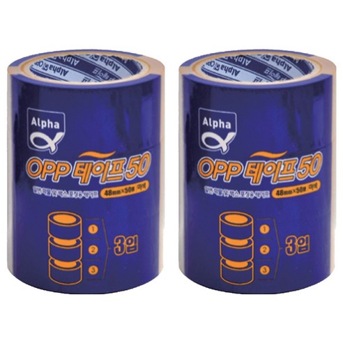 알파 OPP 박스 테이프 48mm x 50m, 베이지, 6개입