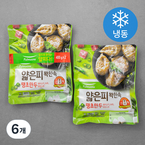 풀무원 얇은피 꽉찬속 땡초만두 (냉동), 400g, 6개