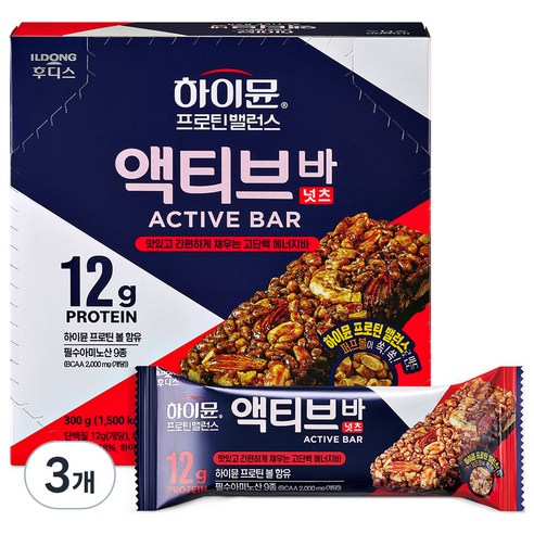 일동후디스 하이뮨 프로틴밸런스 액티브 바 넛츠 6p, 300g, 3개