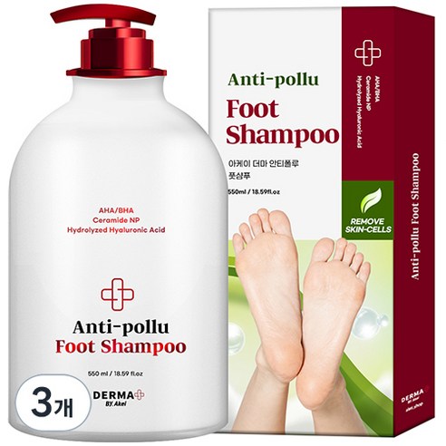 아케이 더마 안티폴루 풋샴푸, 3개입, 3개, 550ml