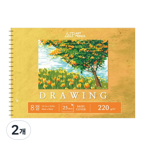 두성 아트프린스 드로잉 스프링 스케치북 220g D03, 8절, 25매, 2개