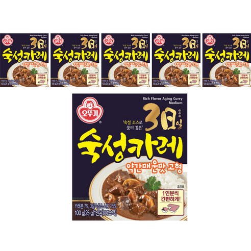 오뚜기 3일 숙성카레 약간매운맛 고형, 100g, 6개
