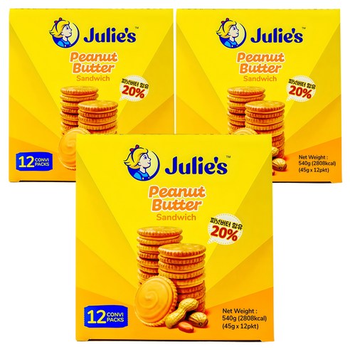 줄리스 피넛버터 샌드위치, 540g, 3개