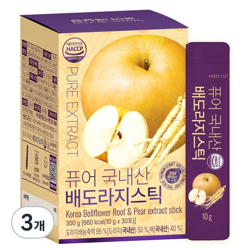 유기농마루 퓨어 국내산 배도라지청 스틱, 3개, 10g, 30개입