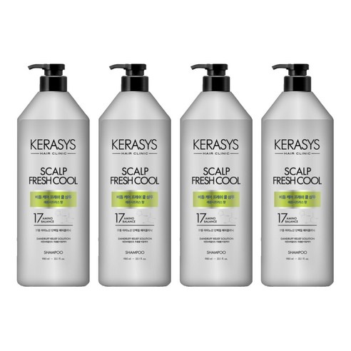 케라시스 두피 비듬케어 프레쉬쿨 단백질 샴푸 레몬시트러스향, 980ml, 4개