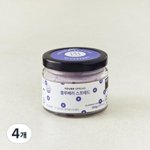 포비아워스 블루베리 스프레드, 4개, 100g