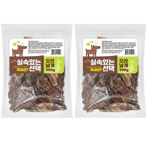 펫츠몬 강아지 실속있는선택 수제간식, 오리날개, 500g, 2개