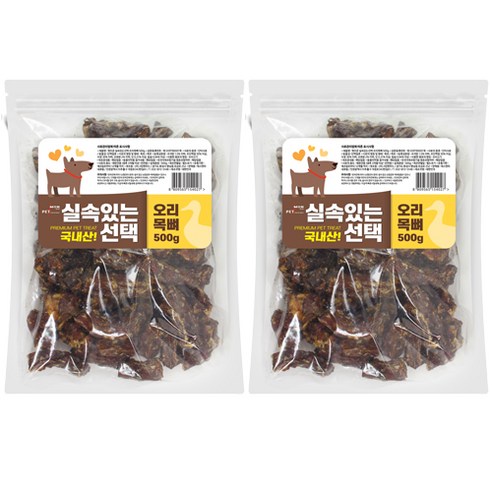 펫츠몬 실속있는선택 애견 수제간식, 오리목뼈, 500g, 2개