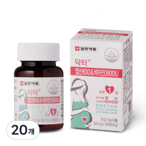일양약품 닥터플러스 엽산 600 앤 비타민D600, 20개, 54g