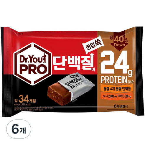 닥터유 프로 한입쏙 단백질바, 420g, 6개