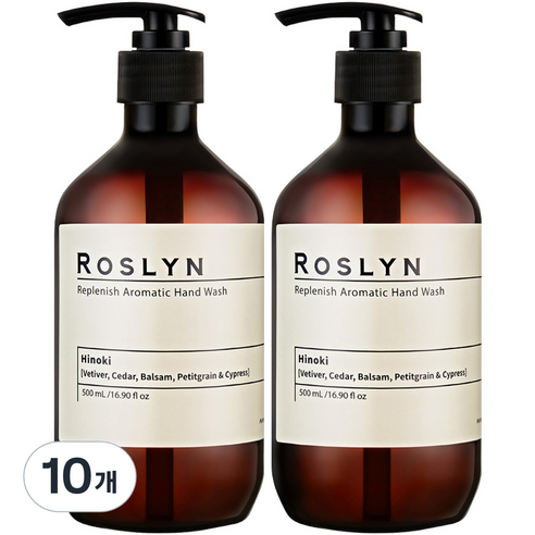 로즐린 리플레니쉬 아로마틱 핸드워시 히노키, 10개, 500ml