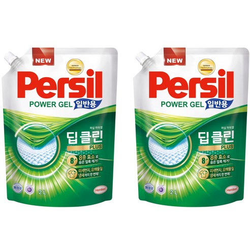 퍼실 딥클린 플러스 파워젤 액상세제 일반용 리필, 2L, 2개