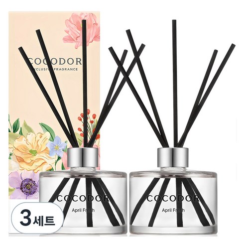 코코도르 디퓨저 200ml x 2p + 섬유스틱 10개 세트, 에이프릴 프레쉬, 400ml, 3세트