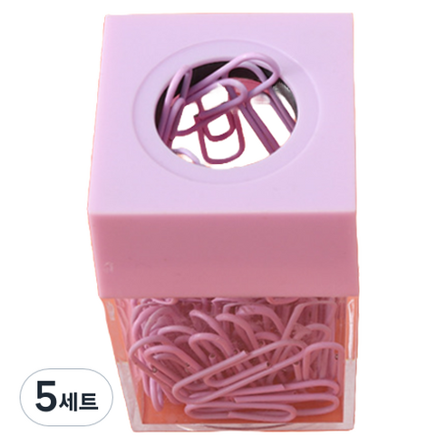 라이크존 편리한 클립통 퍼플 + 클립 18p 세트, 5세트