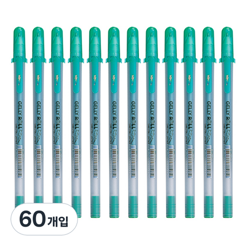 SAKURA 겔리롤 실버섀도우 젤잉크펜 1.0mm, 그린(629), 60개입