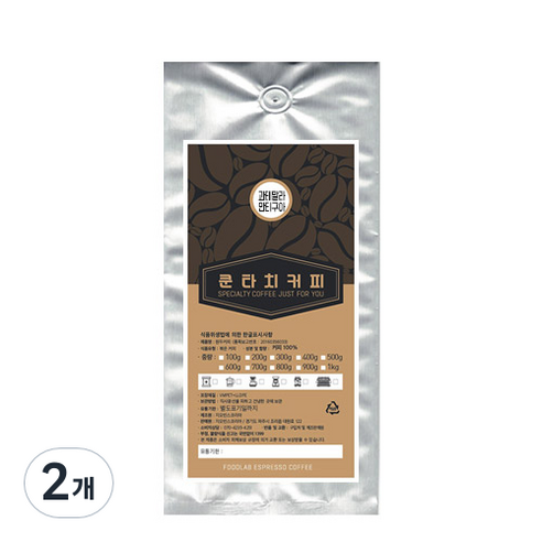 쿤타치커피 과테말라 안티구아 원두커피, 홀빈(분쇄안함), 200g, 2개