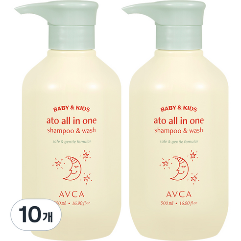 아브카 베이비 앤 키즈 아토 올인원 샴푸 앤 워시 무향, 10개, 500ml