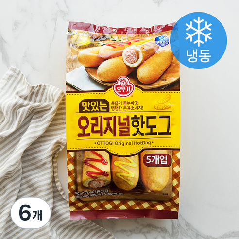 오뚜기 맛있는 오리지널 핫도그 (냉동), 80g, 5개입, 6개