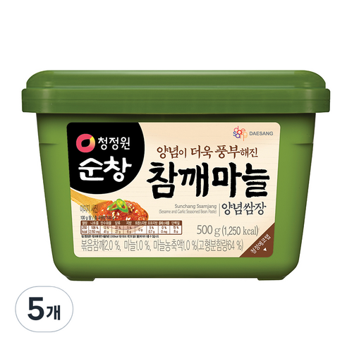 대상 청정원 순창 참깨마늘 양념쌈장, 5개, 500g