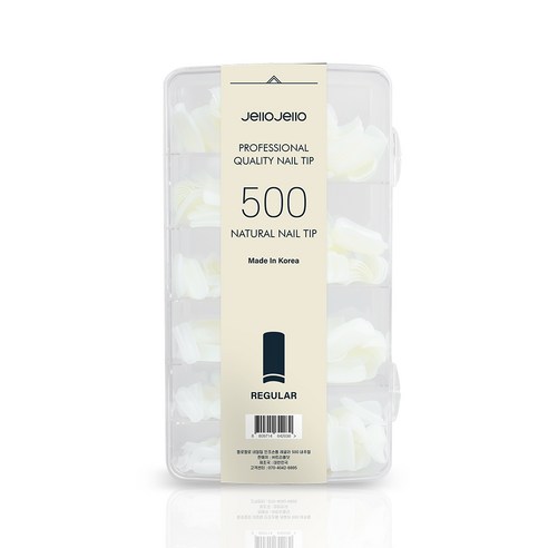 젤로젤로 인조 네일 팁 500p 세트, 1세트, 레귤러 내추럴
