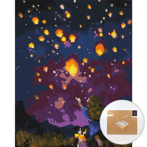 아트조이 DIY 보석 십자수 캔버스형 50 x 40 cm, 하늘로 날리는 소원, 1세트