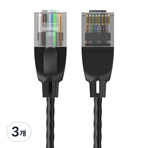 벤션 10기가비트 랜선 CAT6A 5m, 블랙, 3개