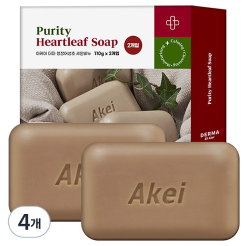 아케이 더마 청정어성초 세안비누 유칼립투스향, 110g, 4개