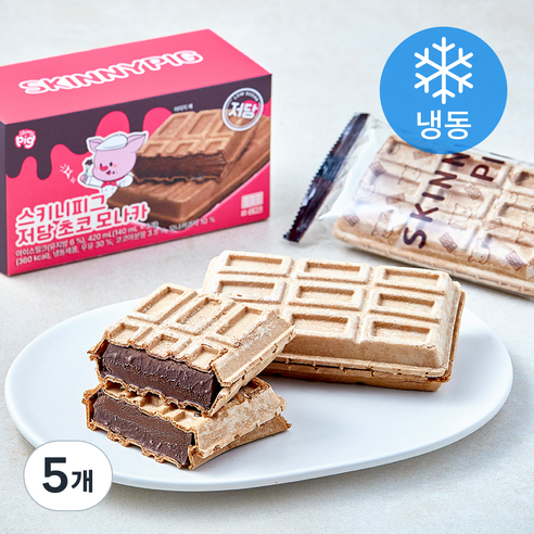 스키니피그 저당 초코 모나카 (냉동), 5개, 3개입, 140ml
