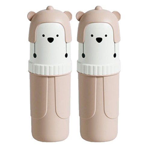 디에스 휴대용 곰돌이 칫솔 치약통 핑크, 2개