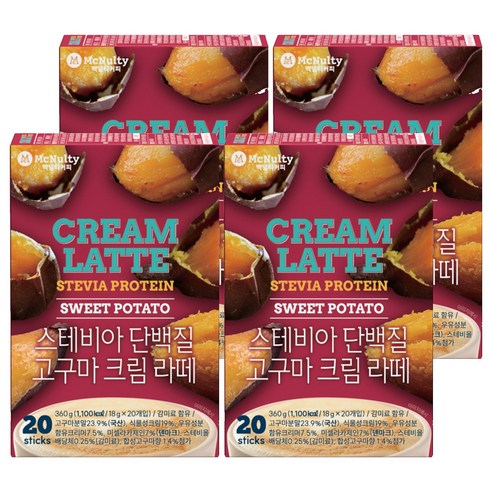 맥널티커피 스테비아 단백질 고구마 크림 라떼, 4개, 20개입, 18g