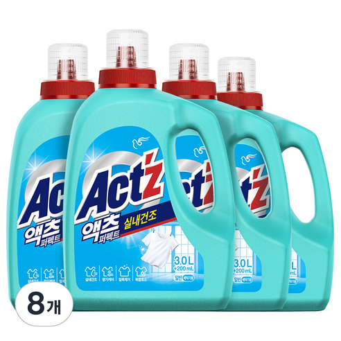 액츠 퍼펙트 실내건조 일반용 액상세제 본품, 3.2L, 8개