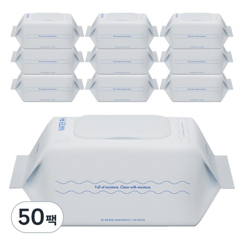 워터 99 초순수 저자극 아기물티슈 베이직 캡형, 100개입, 50개