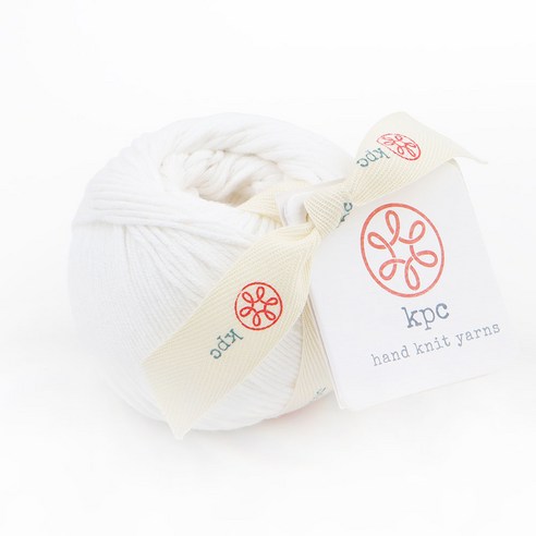 kpc yarn 가쉽 DK 면 뜨개실 50g, 화이트, 113m