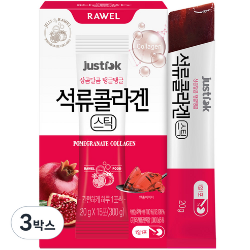 로엘 저스틱 석류 콜라겐 젤리스틱, 300g, 3개