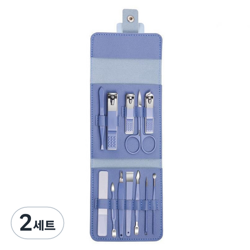 킹스로드 네일 관리 손톱깎이 12종 세트, 2세트, 디럭스 딥블루