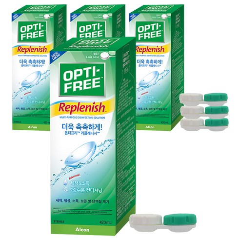 옵티프리 리플레니시 렌즈세정액 2p + 렌즈케이스 2p, 420ml, 4개