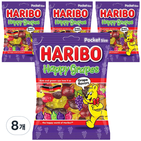 하리보 해피그레이프 젤리, 8개, 100g