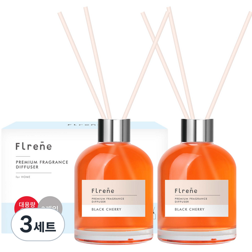 플렌느 NEW 방향제 실내용 디퓨저 200ml 2p + 스틱 10p, 블랙체리, 400ml, 3세트