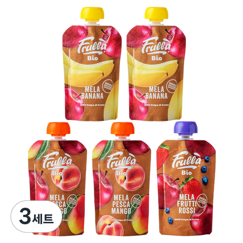 푸루라퓨레 유기농 생과일 혼합맛 사과 바나나 100g x 2p + 사과 복숭아 망고 100g x 2p + 사과 블루베리 딸기 100g 세트, 3세트