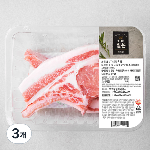 도드람 THE짙은 등심삼겹 돈마호크 구이용 (냉장), 750g, 3개