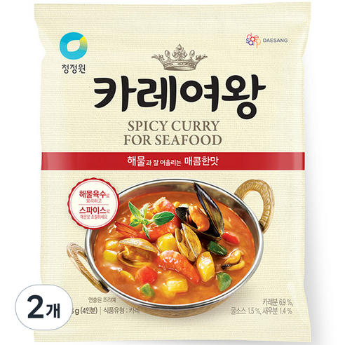 청정원 카레여왕 해물과 잘 어울리는 매콤한 맛 4인분, 108g, 2개