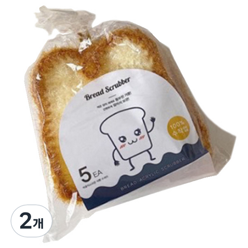 2겹 아크릴 식빵 수세미, 2개, 5개입