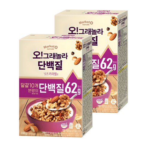 마켓오네이처 오 그래놀라 단백질 시리얼, 330g, 2개